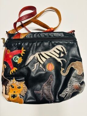 Sharif Vintage Appliqué Animal Leather Crossbody Bag